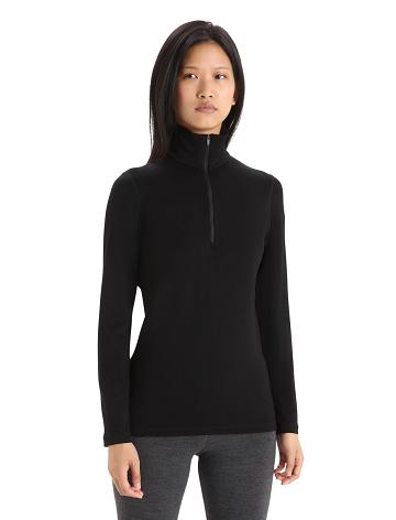 Black Women's Icebreaker Merino 260 Tech Long Sleeve Half Zip Thermal Top Base Layers | USA 1915FDNM